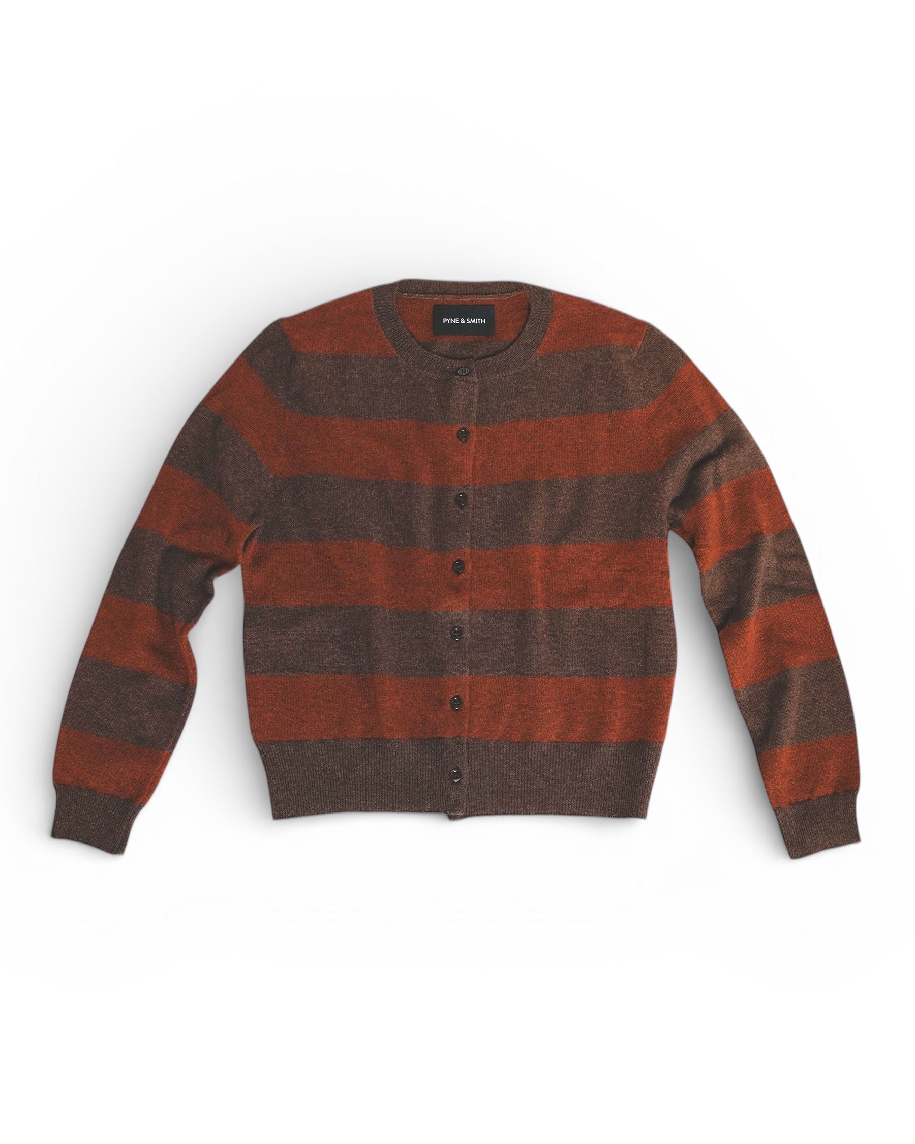Red and brown striped sweater on a white background